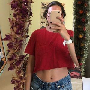 RED HEATHERED CROP TOP